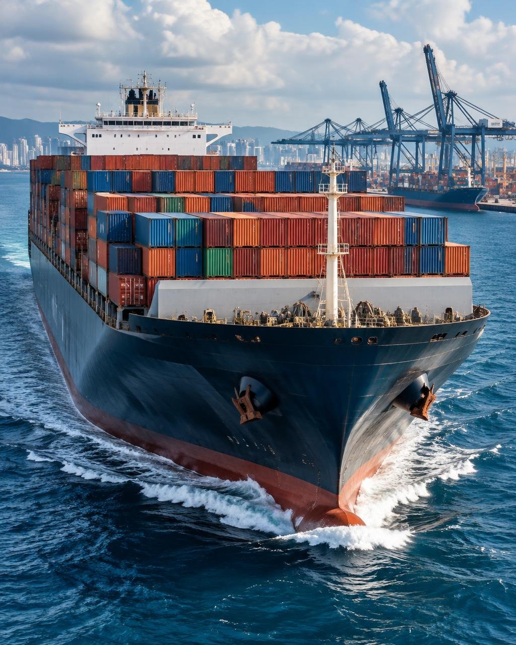 Navio porta-contêineres em operação